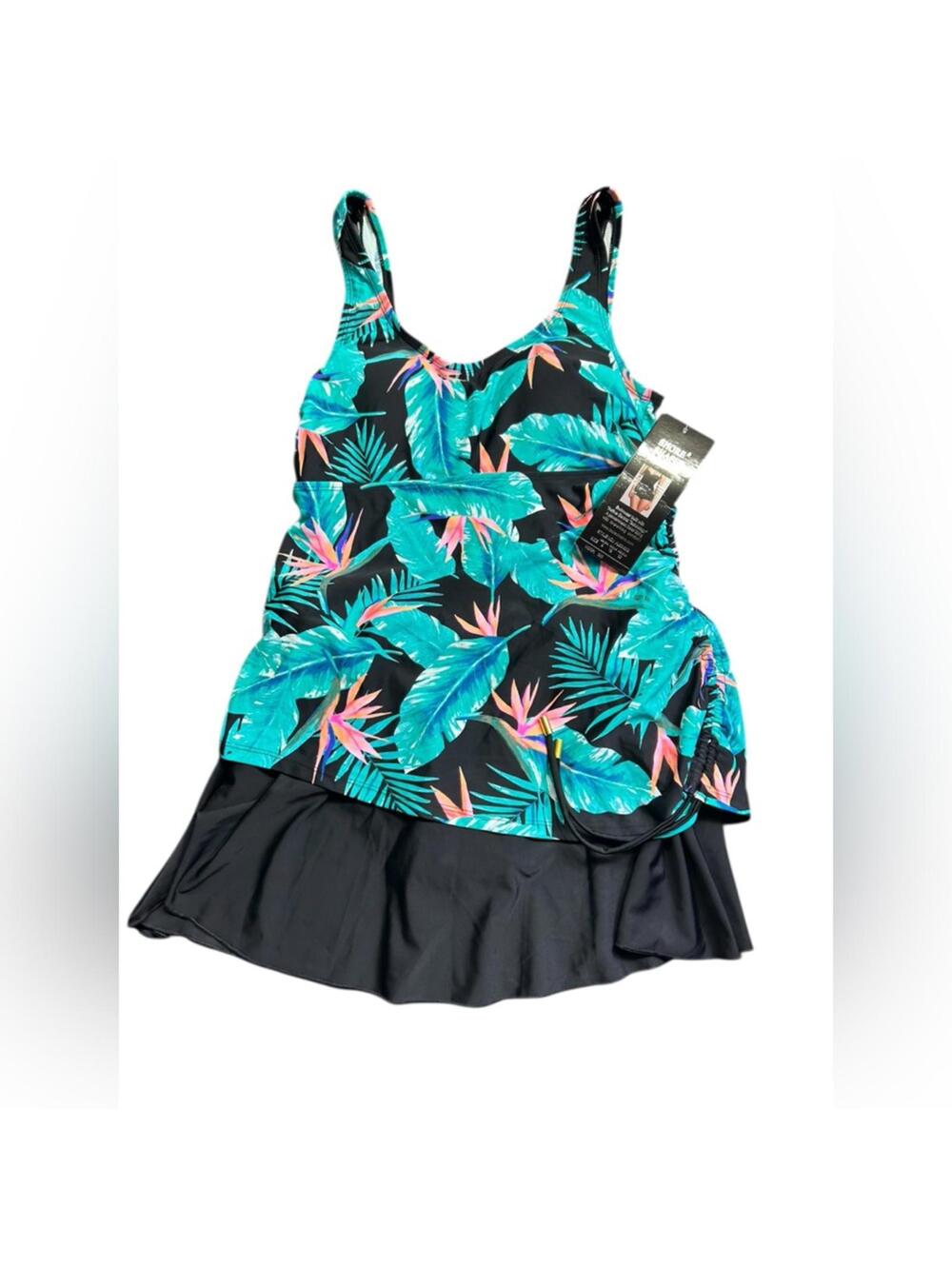 SHORE SHAPES modest tankini swim dress skirted one piece swimsuit size 8 NWT